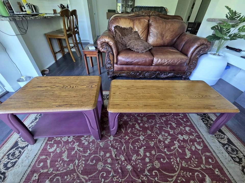 Solid Oak coffee and end table set