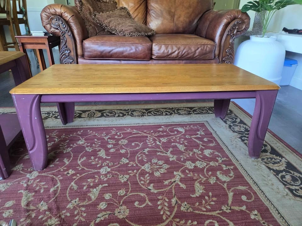 Solid Oak coffee and end table set - photo 2