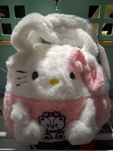 Hello Kitty Plush Mini Handbag White/Pink Zipper Closure