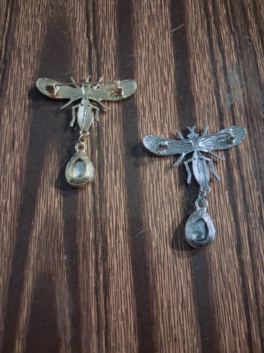 Enamel Bee Crystal Teardrop Brooch Set - photo 3