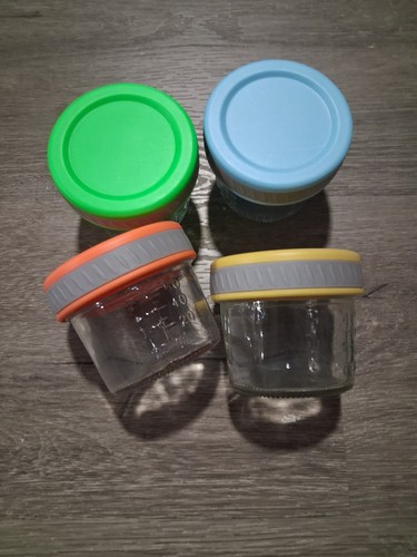 4pc 2oz Glass/Plastic Food Storage Container Set Screw Lids