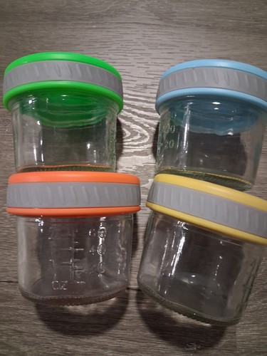 4pc 2oz Glass/Plastic Food Storage Container Set Screw Lids - photo 2