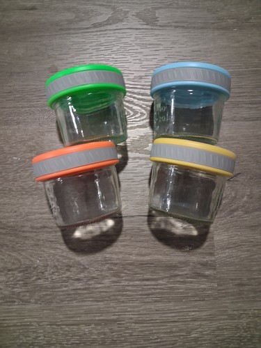 4pc 2oz Glass/Plastic Food Storage Container Set Screw Lids - photo 3