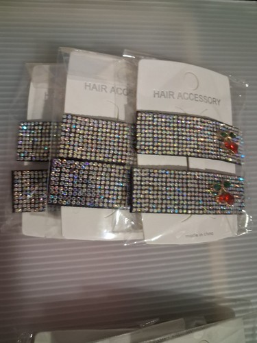 Silver Rhinestone Cherry Hair Clip Set