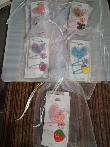 MINT Collection Girls Hair Clip Set Heart Strawberry Flower Glit - photo 2