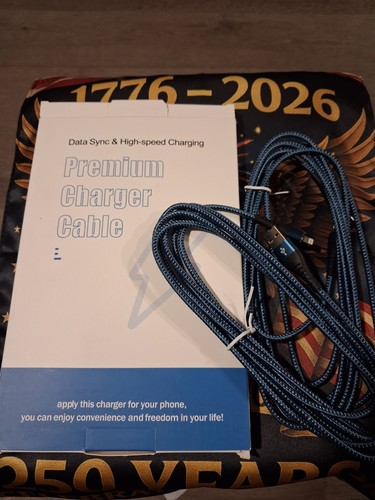 Iphone Braided Nylon Charging/Data Sync Cable, Blue/Black