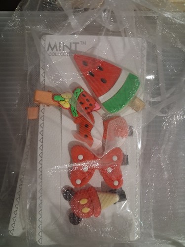 MINT Girls Multicolor Fruit Hair Clip Set Glitter Bow