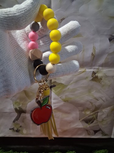 Beaded Tassel Detachable Apple Fruit Key Chain Keyring 8 in