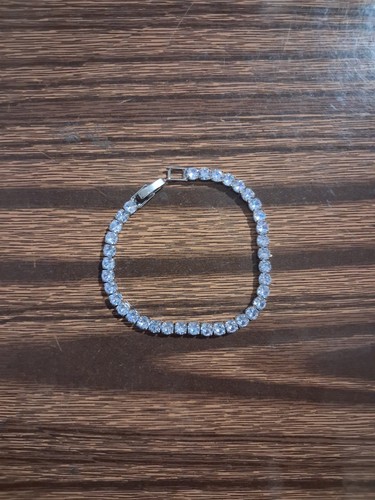 Silver Tone Clear Crystal Tennis Bracelet Prong Set Box Clasp 7. - photo 3