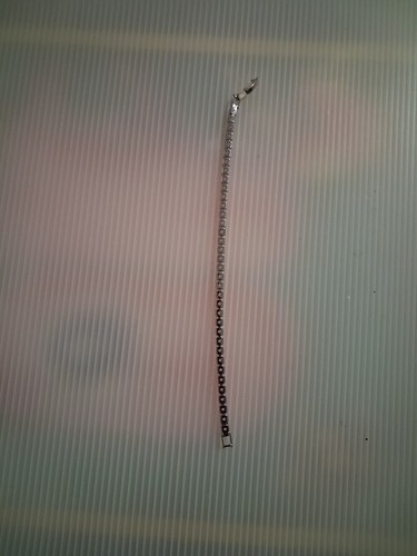 Silver Tone Clear Crystal Tennis Bracelet Prong Set Box Clasp 7. - photo 4