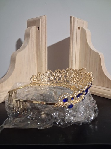 Gold Blue Queen Crown Costume Accessory Adult Unisex One Size - photo 2
