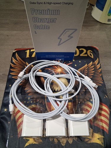 Iphone Fast Charge Data Sync Cable 6ft White + Wall Charger