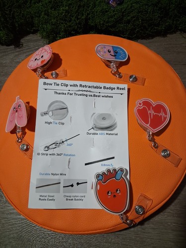 Medical Retractable Badge Reel ID Lanyard Heart Brain Lungs