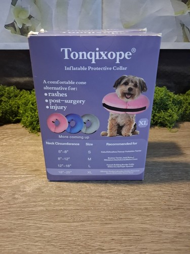 Tonqixope Inflatable Protective Collar Recovery Cone Dog XL Pink - photo 3
