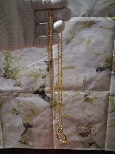 Zolure Gold Tone Curb Chain Necklace with Round Ring Charm