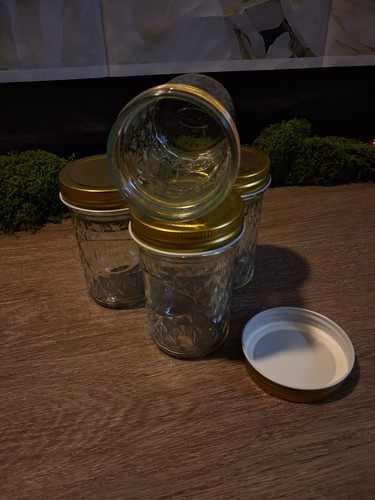Set of 4 Clear Glass Quilted Canning Jars 8 oz - photo 2
