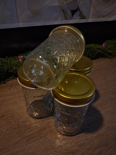 Set of 4 Clear Glass Quilted Canning Jars 8 oz - photo 3