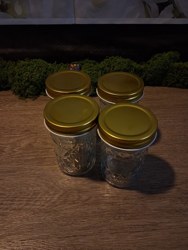 Set of 4 Clear Glass Quilted Canning Jars 8 oz - photo 4