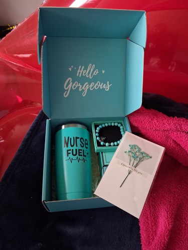 Nurse Fuel Turquoise Gift Basket Box w/ Bracelet & Card - photo 2