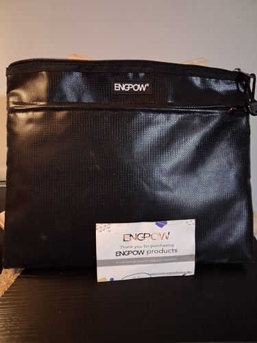 ENGPOW Fireproof Expanding File Wallet Black Document Storage Po