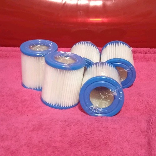 6-Pack Spa Hot Tub Filter Cartridges White Blue Plastic Paper