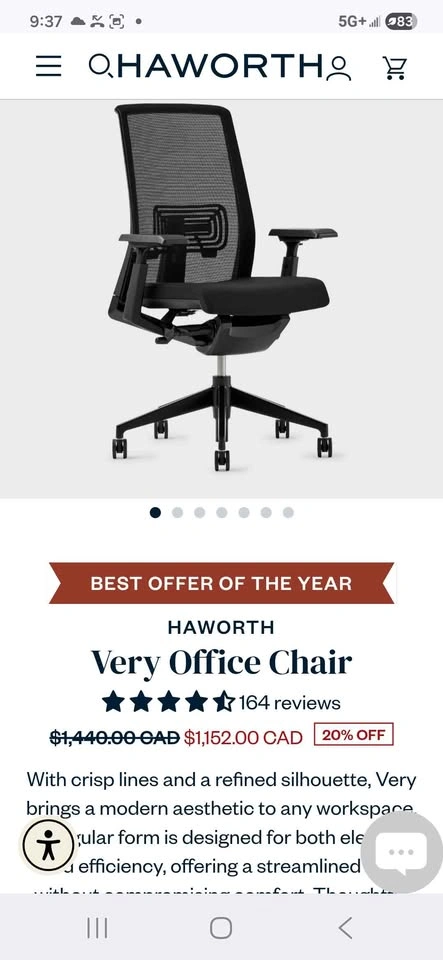 Haworth Very Office Chair w Lumbar Support - photo 2