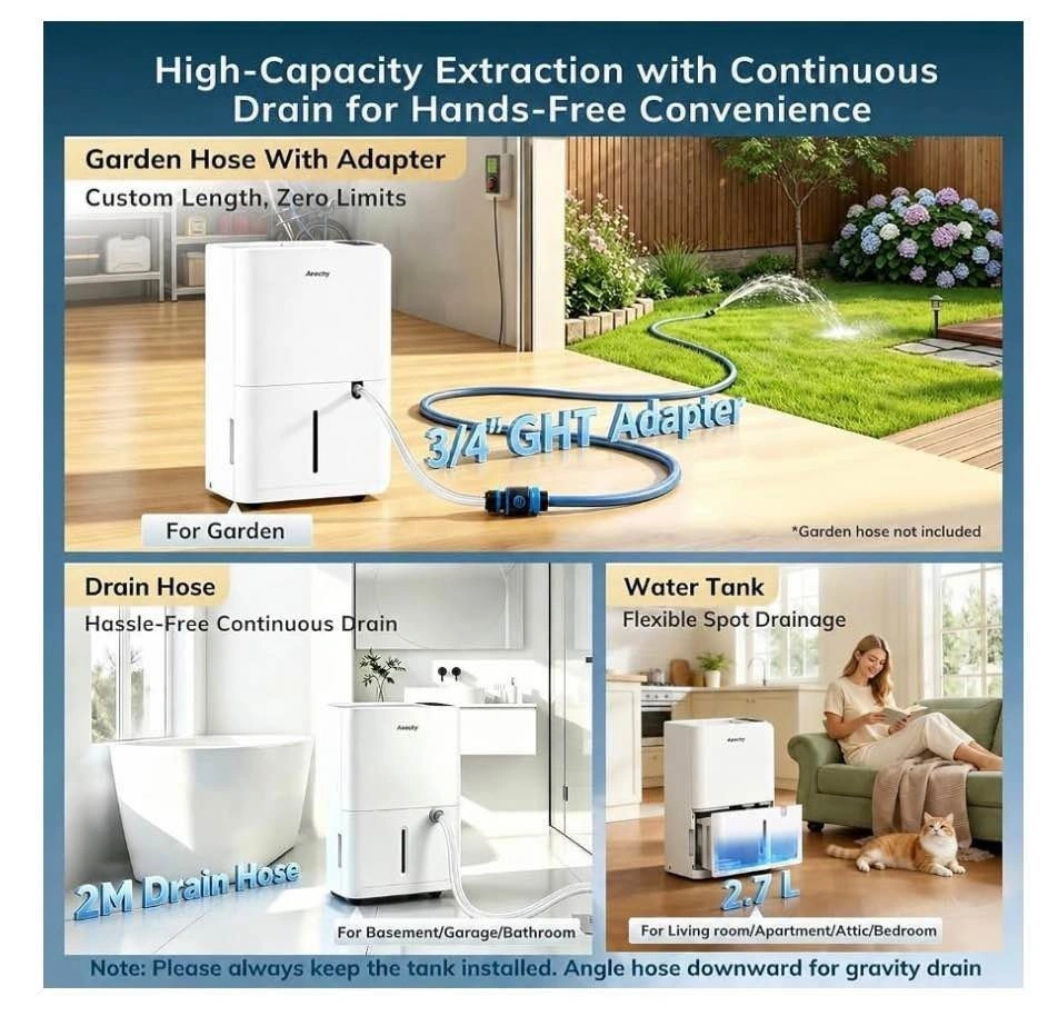 50 Pint/Day Dehumidifier for Basements, 3500SqFt - photo 3