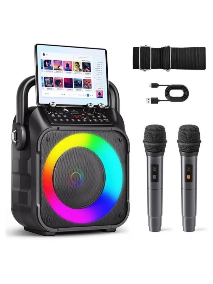 Portable Karaoke Machine with 2 Wireless Microphones and LED Lig - photo 2