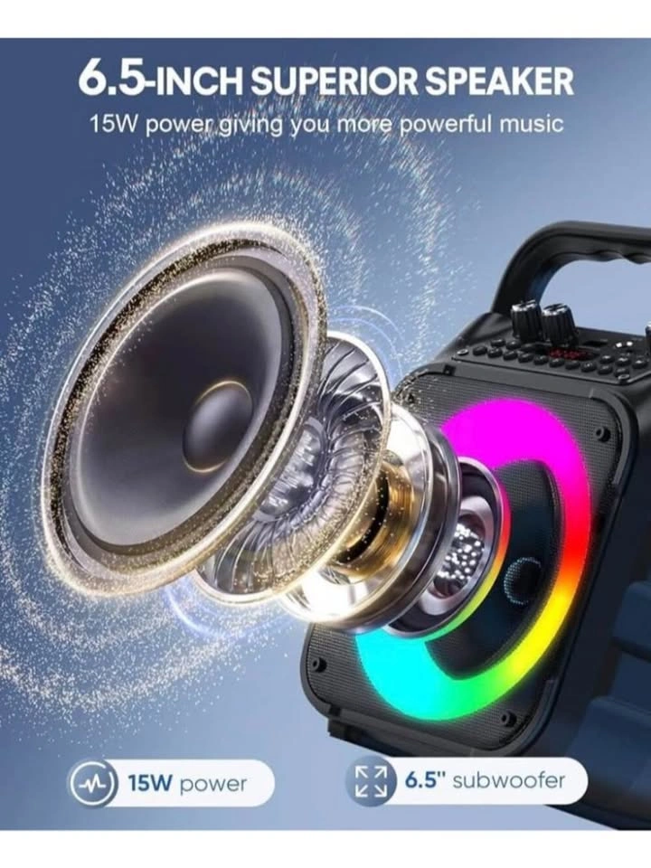 Portable Karaoke Machine with 2 Wireless Microphones and LED Lig - photo 4
