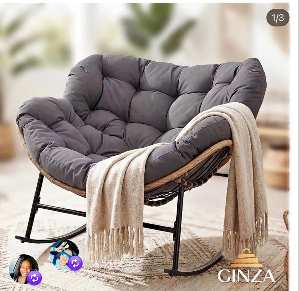 Relax in comfort with this stylish oversized Papasan rocking cha