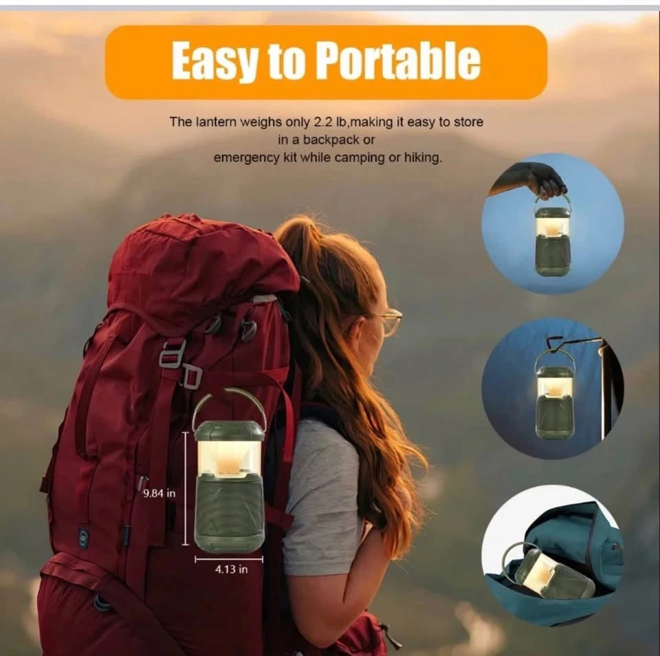 Portable Camping Lantern with Bluetooth Speaker Black and Green - photo 4