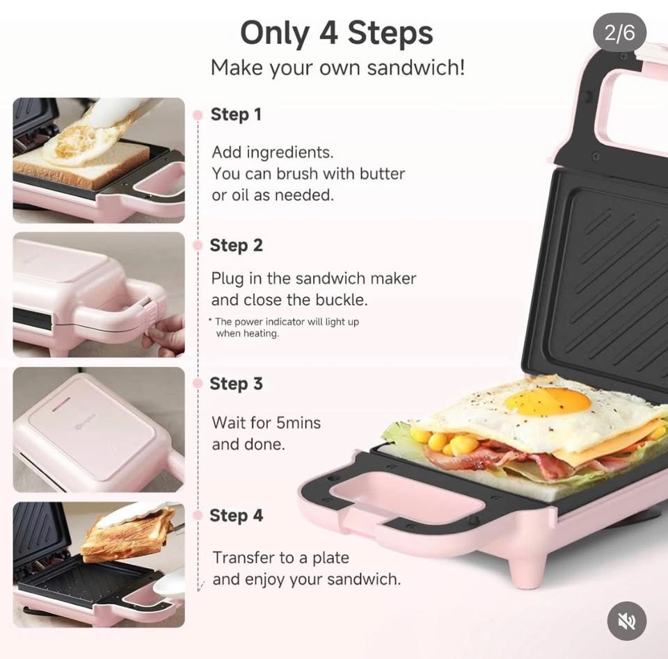 Simplus 650W Sandwich Maker - photo 2