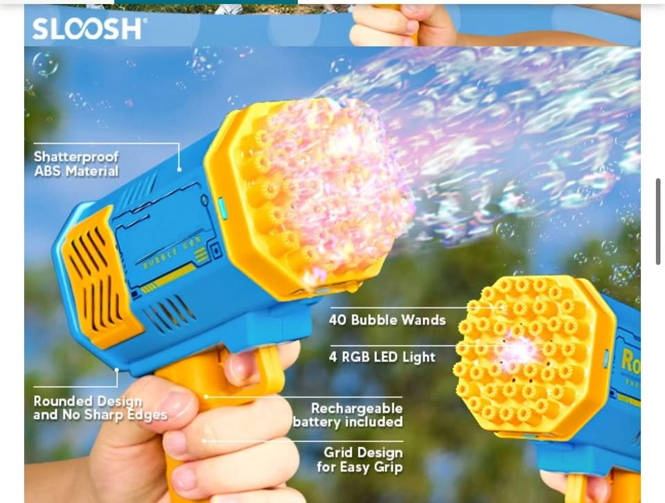 Kids Automatic Bubble Gun 40 Hole Bubble Blower Outdoor Party To