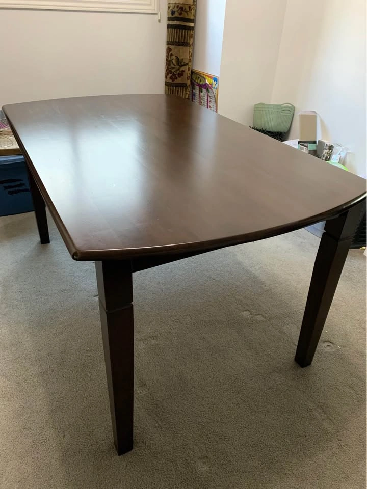 Wood dining table with 4 vinyl chairs - photo 2