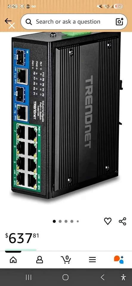 TRENDnet 10-Port Industrial Gigabit 400W PoE++ DIN-Rail Switch