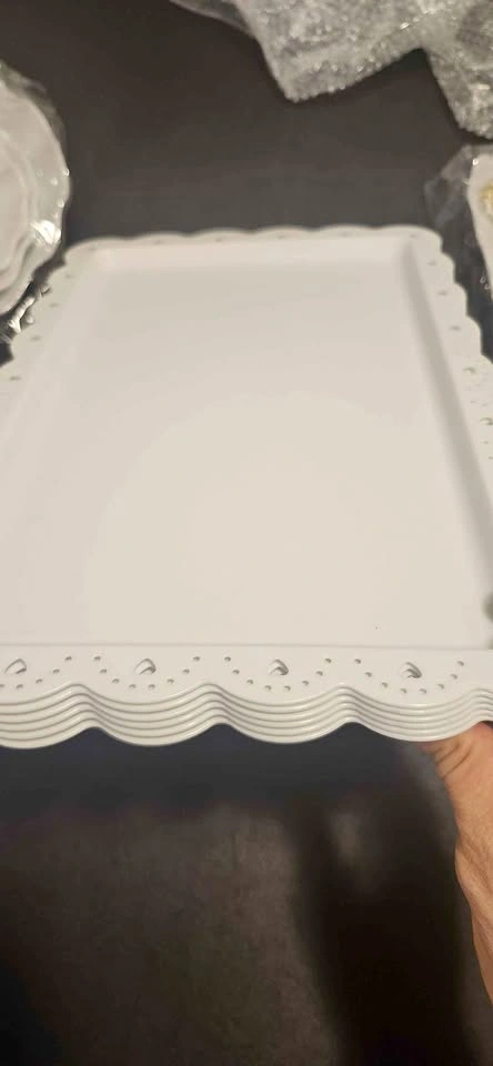 Plastic Rectangle Serving Platter and Cupcake Stand Set