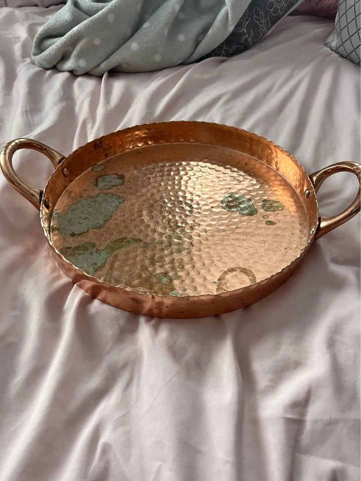 Hammered Copper Serving Tray with Handles