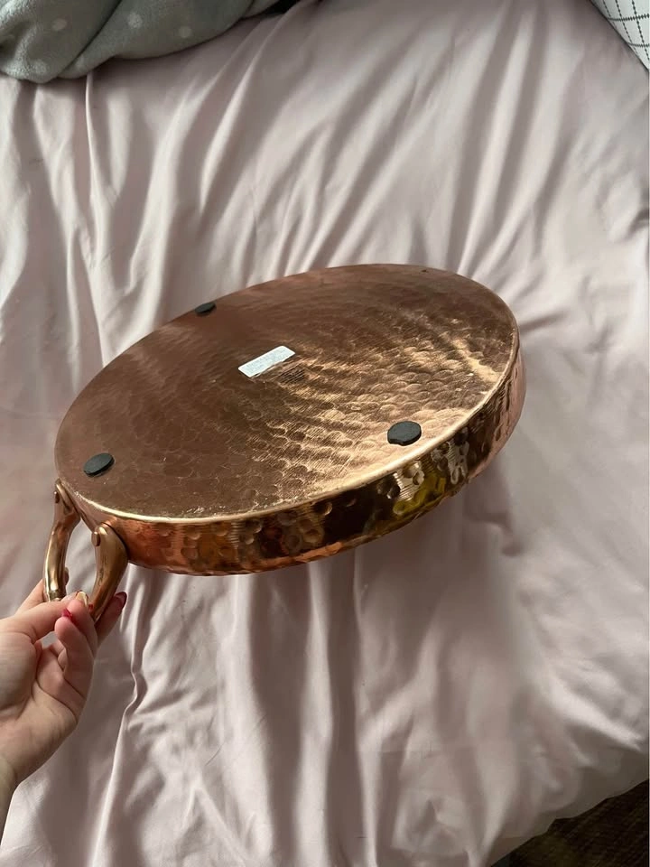 Hammered Copper Serving Tray with Handles - photo 2