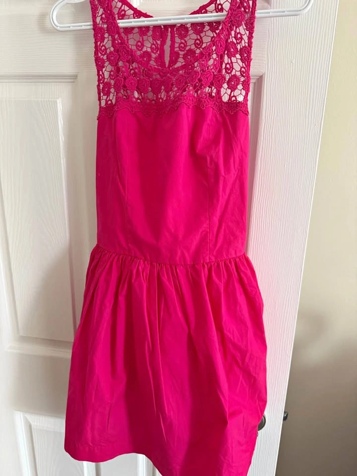 Hollister Girls Hot Pink Crochet Lace Sleeveless Dress Large