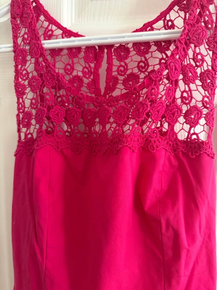 Hollister Girls Hot Pink Crochet Lace Sleeveless Dress Large - photo 2