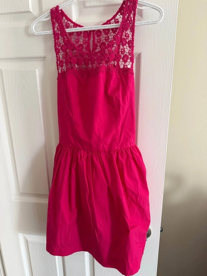 Hollister Girls Hot Pink Crochet Lace Sleeveless Dress Large - photo 3