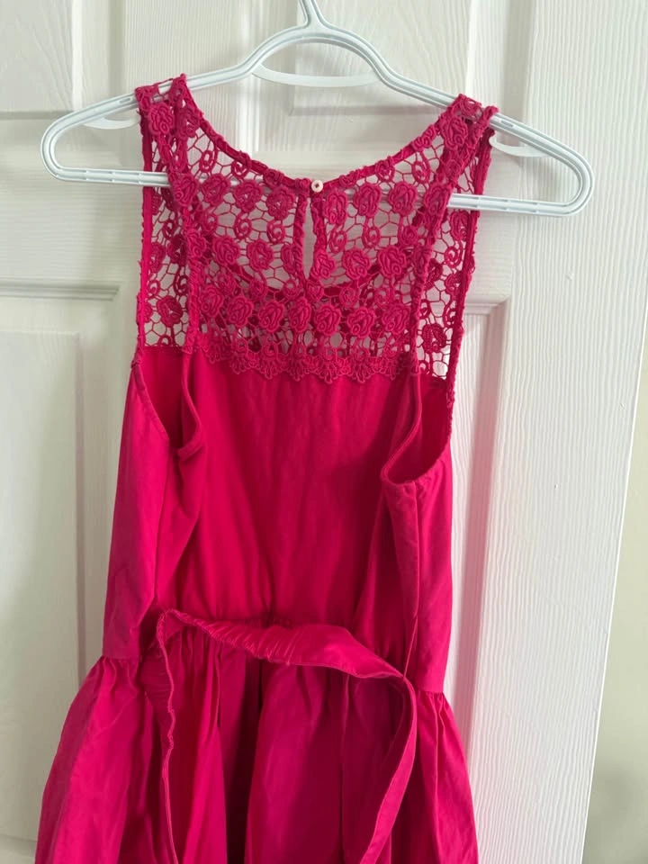 Hollister Girls Hot Pink Crochet Lace Sleeveless Dress Large - photo 4
