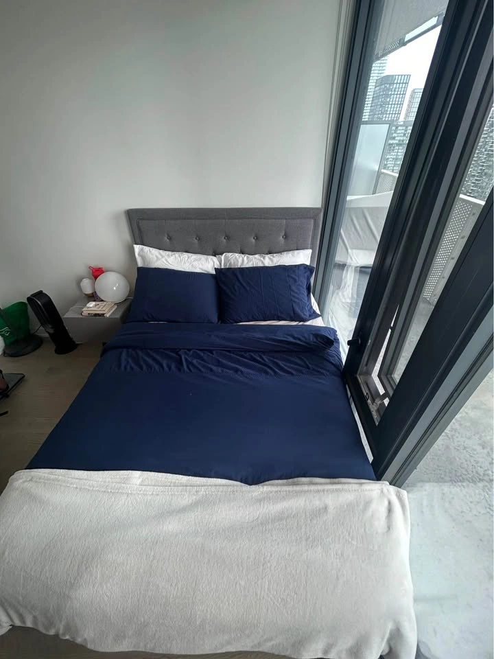 Full Size Grey Fabric Bed Frame - photo 2