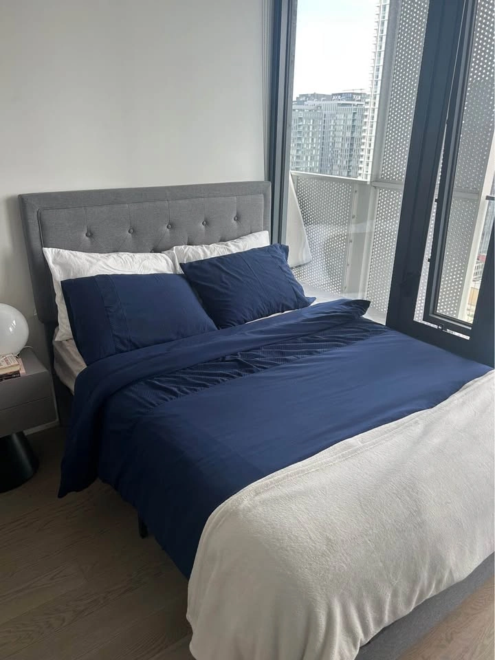 Full Size Grey Fabric Bed Frame - photo 4
