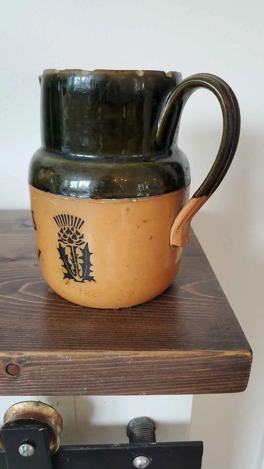 Antique Doulton Lambeth Dewar's Whisky Stoneware Jug - photo 2