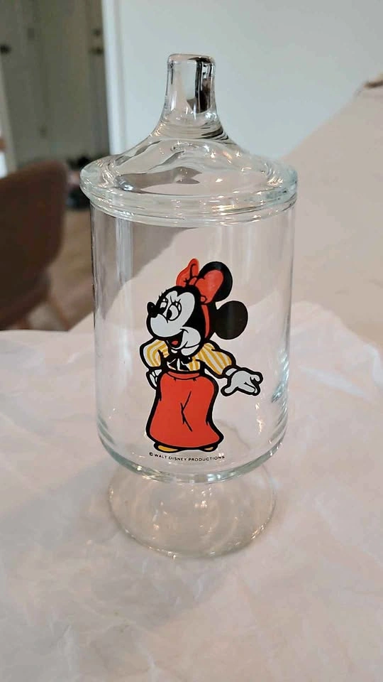 Vintage Walt Disney Productions Minnie Mouse Glass Jar