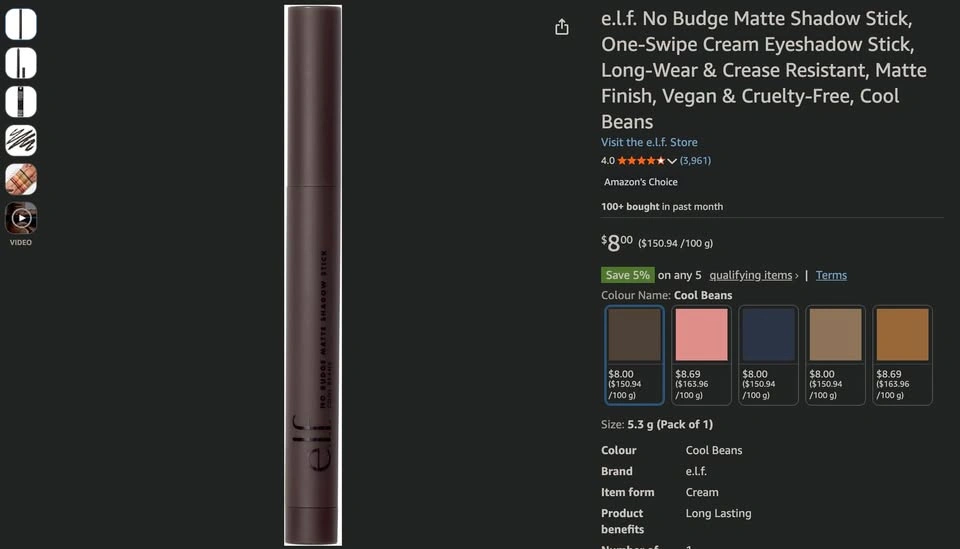 e.l.f. No Budge Matte Shadow Stick Set - photo 3