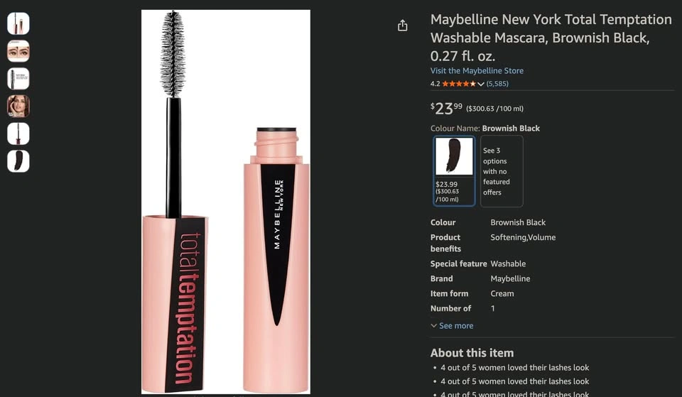 Maybelline Total Temptation Mascara - 602 Very Black - photo 2