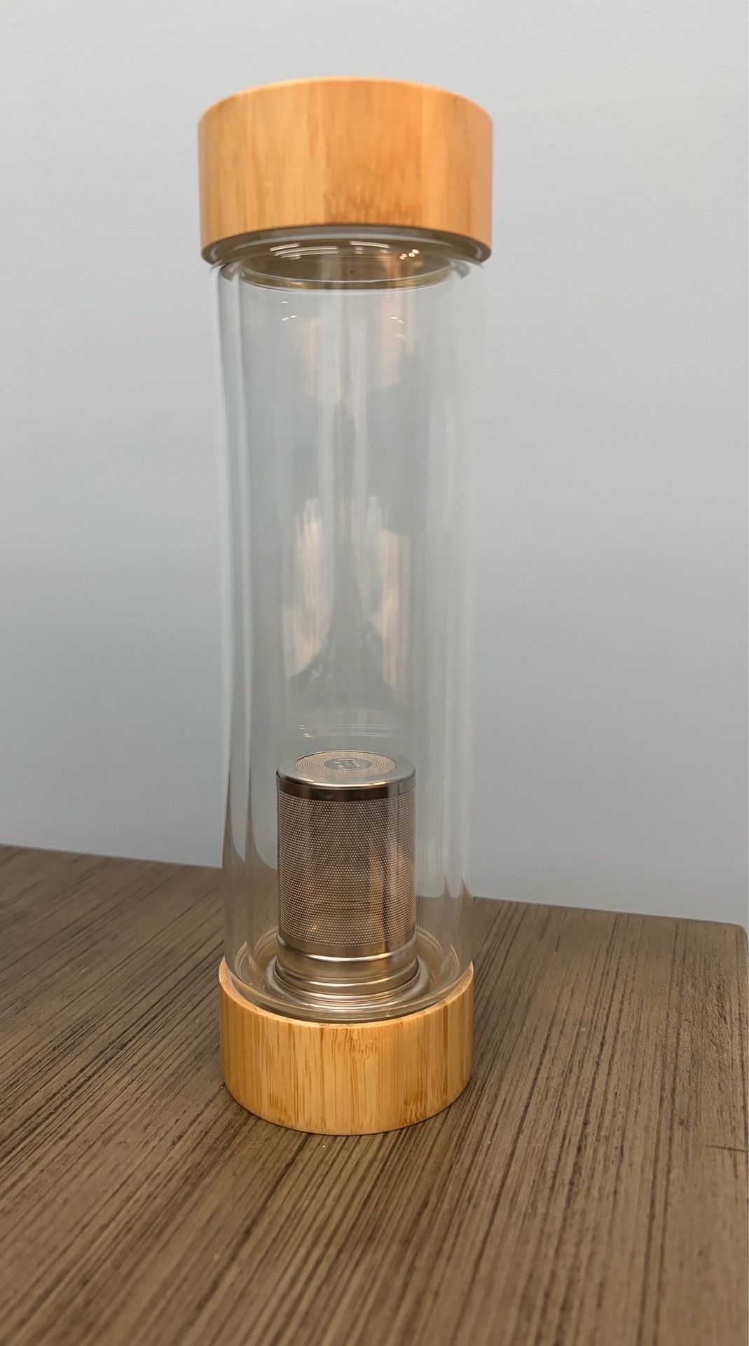 Premium Double-Wall Glass Tea Infuser Bottle with Bamboo Lid - photo 3