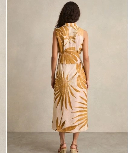 NEW REISS "Morgan" Palm Print Sleeveless Midi Shirt Dress - photo 3